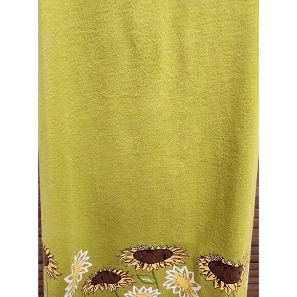 Coral Bay Casual Sleeveless Lime Green Sunflower Cotton Shift Dress Size XL - Picture 6 of 8